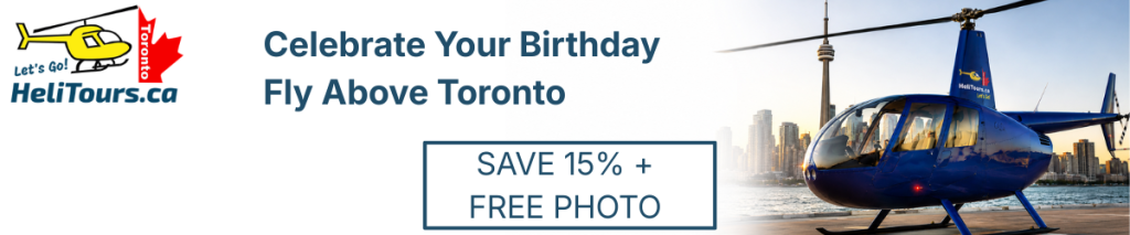 HeliTours Toronto birthday helicopter experience featuring a scenic flight over Toronto and complimentary souvenir photo through Save Perks